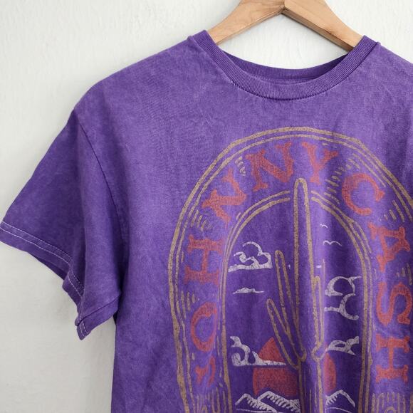 Urban Outfitters Johnny Cash T-Shirt Purple Acid Wash Graphic Tee Medium - Picture 2 of 8